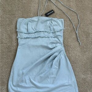 Elegant Light Blue Strapless Dress